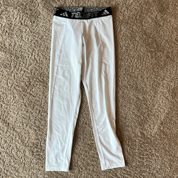 Adidas Boys Aeroready® Techfit Compression Pants Tights White Medium 10/12 - Picture 1 of 3